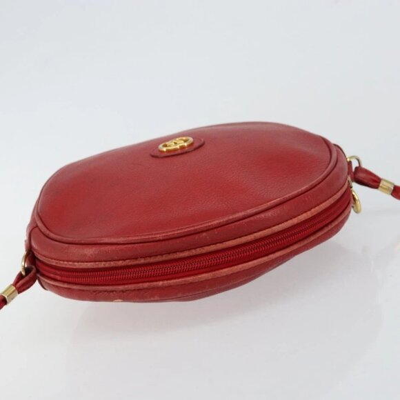 GUCCI Shoulder Bag Leather Red Gold Auth - Picture 7 of 16